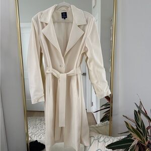 Cream Trench Coat with Belt